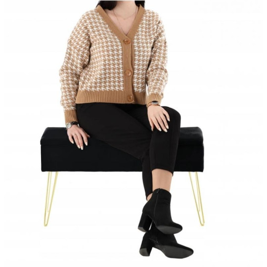 Taburetă tapitată de culoare neagră cu dimensiunile 75 x 30 x 40 cm