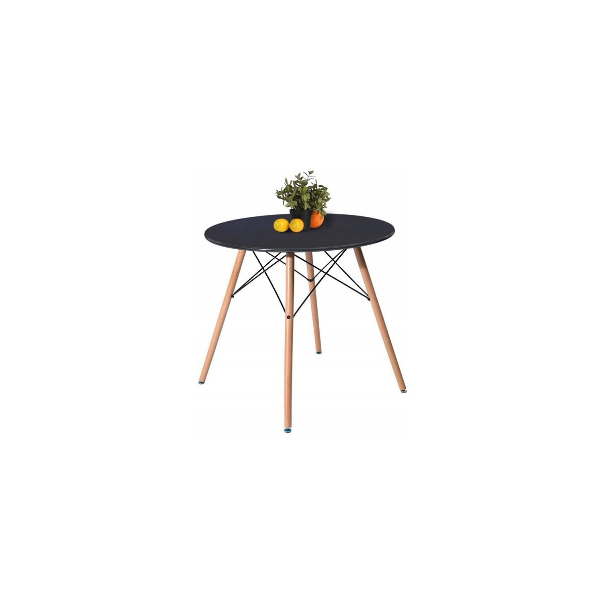 Mese de dining rotunde de 80 cm în culoarea neagră