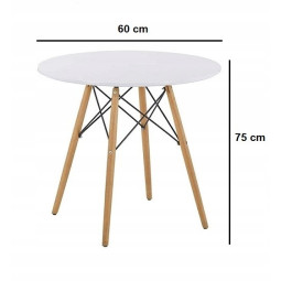 Masa de bucătărie rotundă alb-negru 60 cm