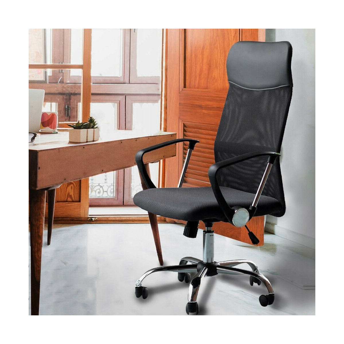 Scaun de birou PREMIUM de culoare neagră