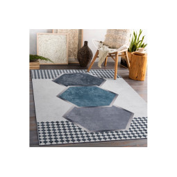 Covoare moderne pentru living cu forme geometrice în culoarea albastră ANDRE