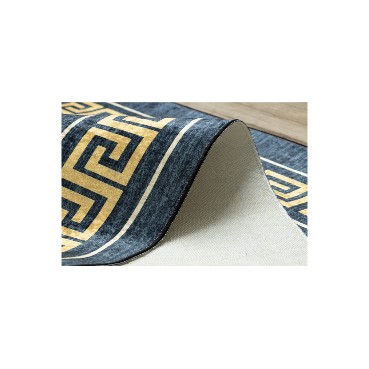 Covor albastru-auriu lavabil, meduză grecească antiderapantă ANDRE