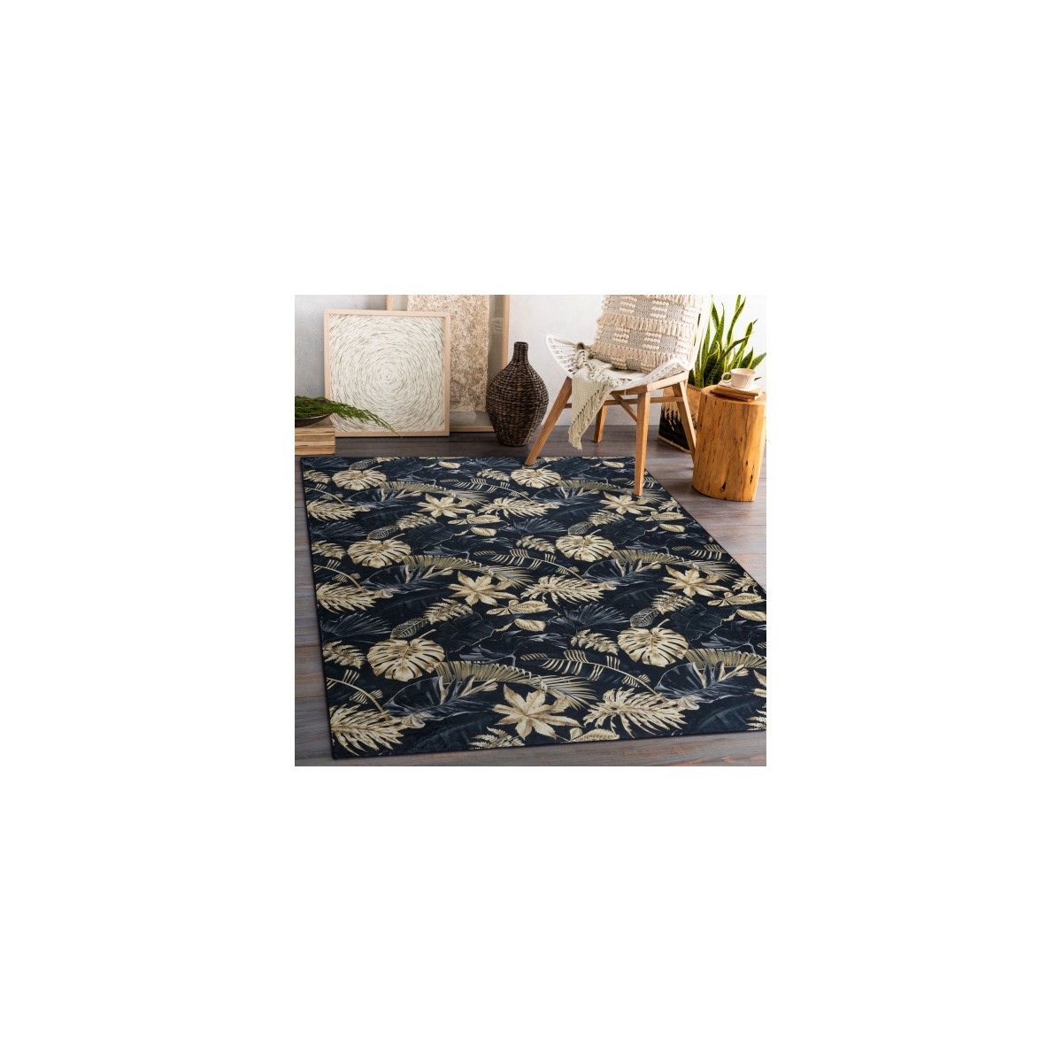 Covor negru-auriu lavabil anti-alunecare ANDRE