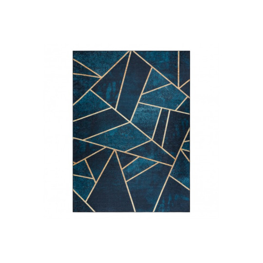 Covor turcoaz-auriu, lavabil, antiderapant, cu model geometric, diverse dimensiuni ANDRE