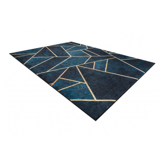 Covor turcoaz-auriu, lavabil, antiderapant, cu model geometric, diverse dimensiuni ANDRE