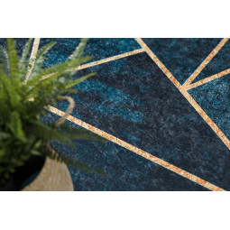 Covor turcoaz-auriu, lavabil, antiderapant, cu model geometric, diverse dimensiuni ANDRE