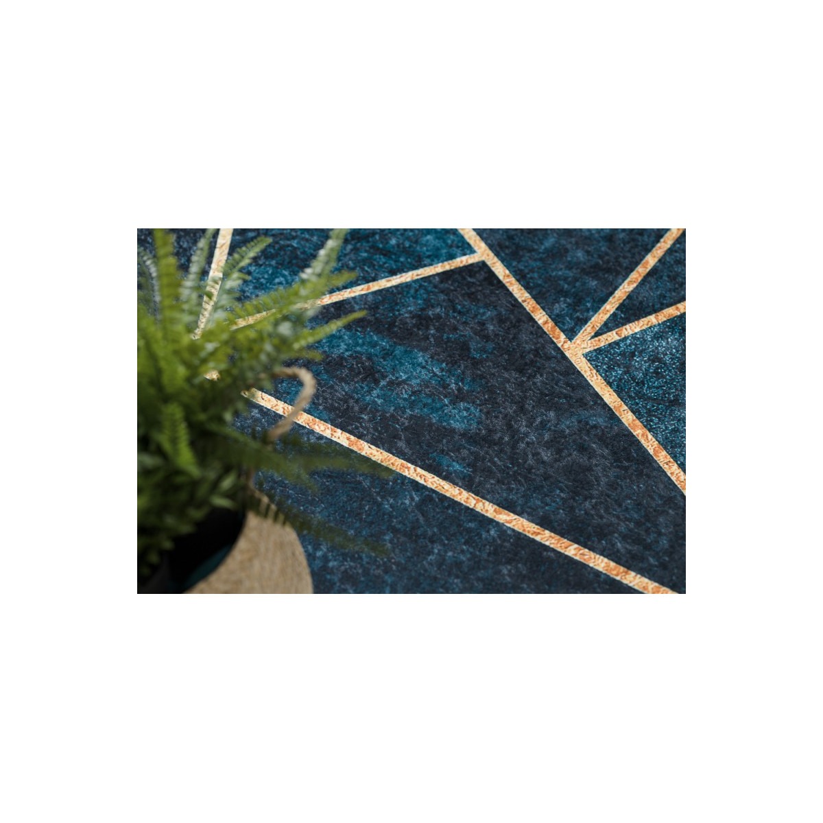 Covor turcoaz-auriu, lavabil, antiderapant, cu model geometric, diverse dimensiuni ANDRE