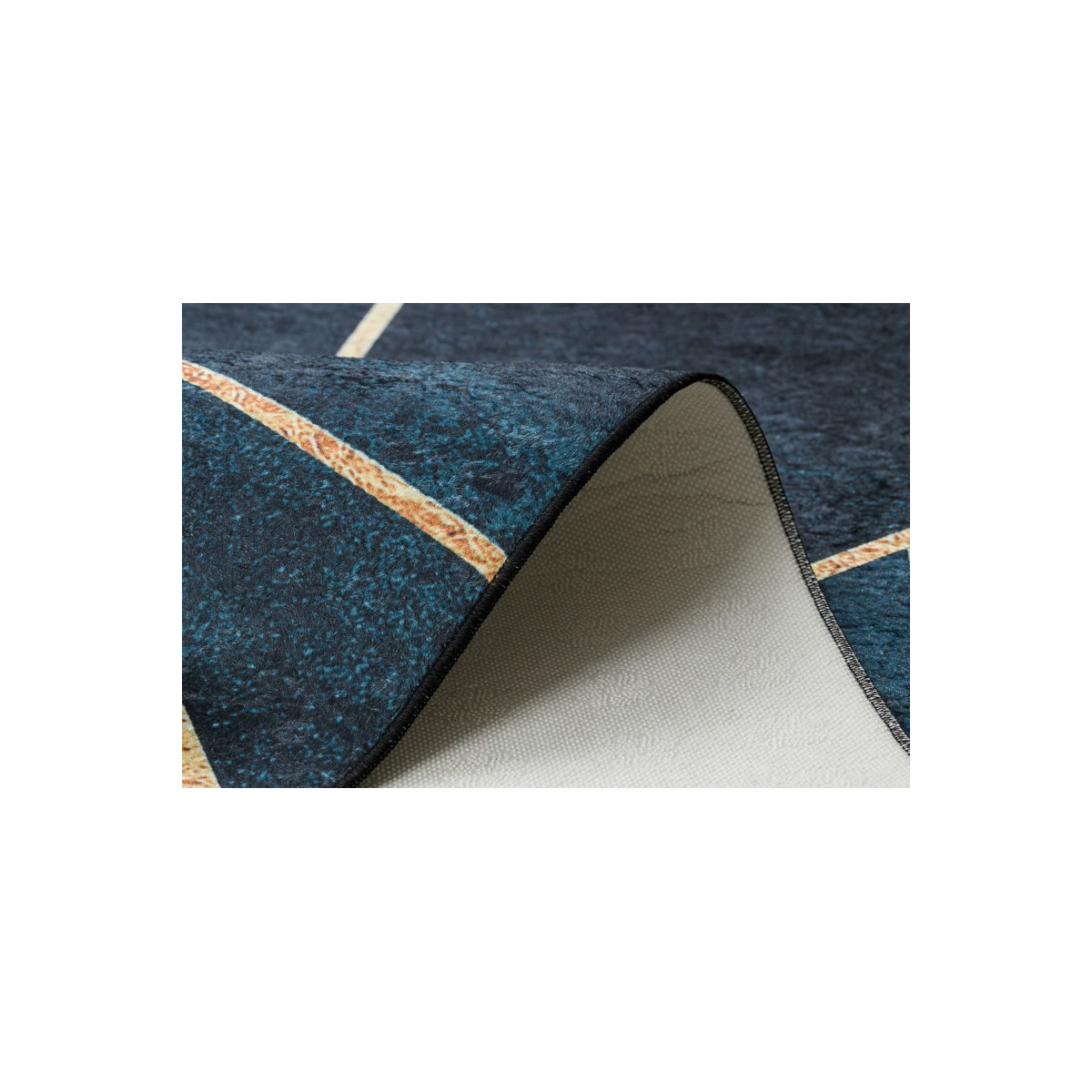 Covor turcoaz-auriu, lavabil, antiderapant, cu model geometric, diverse dimensiuni ANDRE