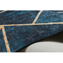 Covor turcoaz-auriu, lavabil, antiderapant, cu model geometric, diverse dimensiuni ANDRE