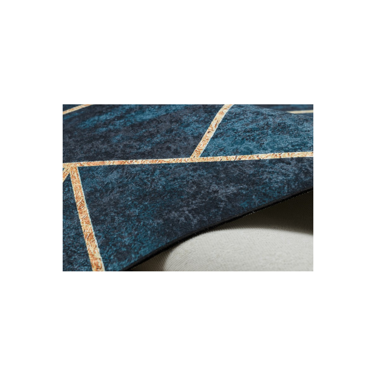 Covor turcoaz-auriu, lavabil, antiderapant, cu model geometric, diverse dimensiuni ANDRE