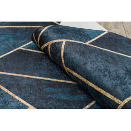 Covor turcoaz-auriu, lavabil, antiderapant, cu model geometric, diverse dimensiuni ANDRE