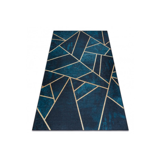 Covor turcoaz-auriu, lavabil, antiderapant, cu model geometric, diverse dimensiuni ANDRE