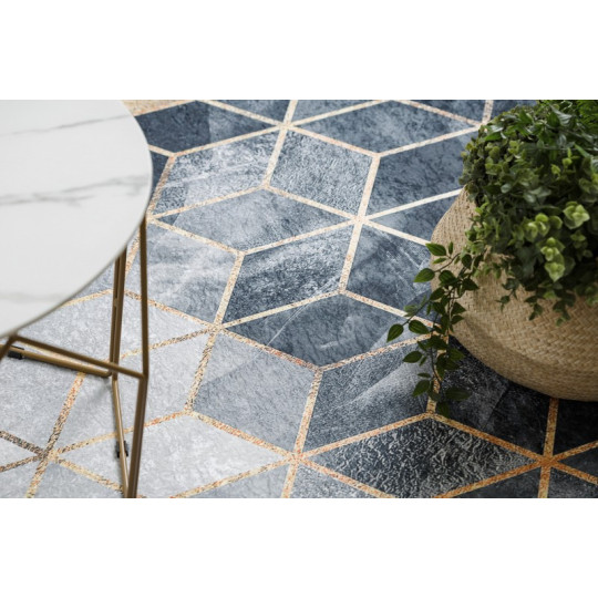 Covoare lavabile antiderapante aurii și negre cu model 3D de cuburi, diverse dimensiuni ANDRE