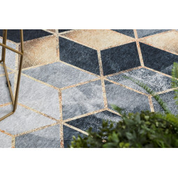 Covoare lavabile antiderapante aurii și negre cu model 3D de cuburi, diverse dimensiuni ANDRE