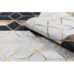 Covoare lavabile antiderapante aurii și negre cu model 3D de cuburi, diverse dimensiuni ANDRE