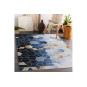 Covor albastru lavabil antiderapant model modern, cuburi colorate de dimensiuni diferite ANDRE