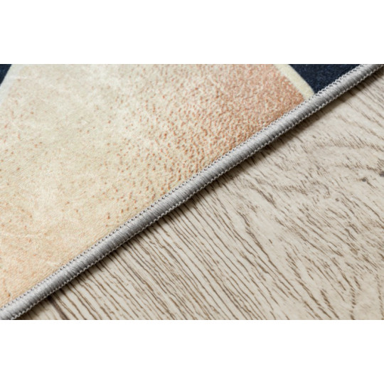 Covor albastru lavabil antiderapant model modern, cuburi colorate de dimensiuni diferite ANDRE