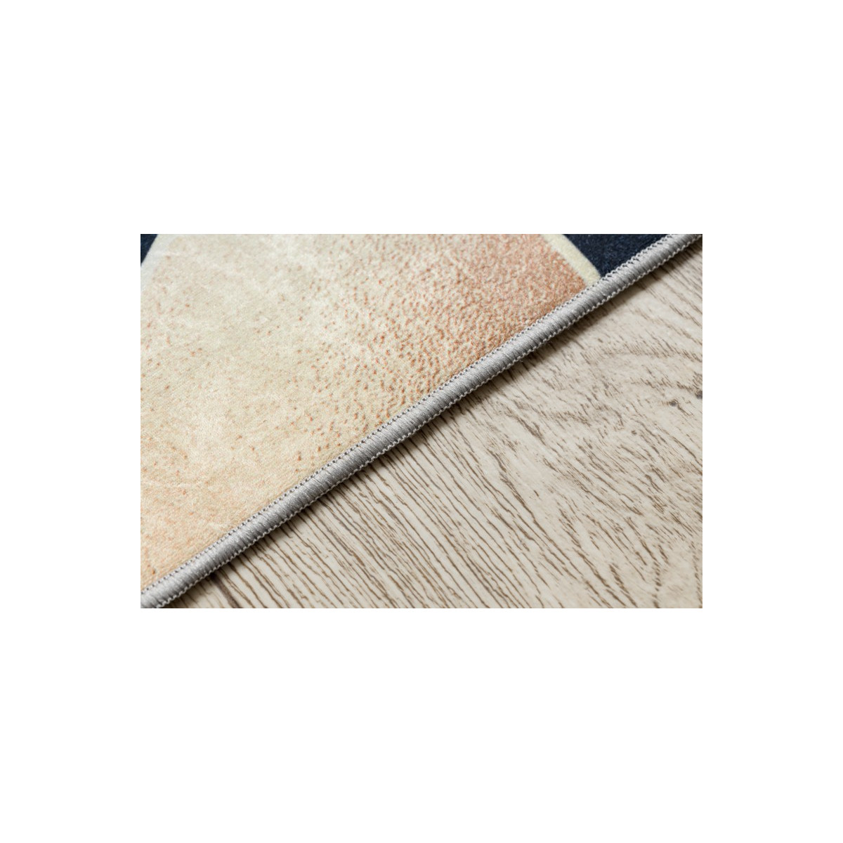 Covor albastru lavabil antiderapant model modern, cuburi colorate de dimensiuni diferite ANDRE