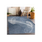 Covor albastru lavabil cu model antiaderent penaj, dimensiuni variate ANDRE