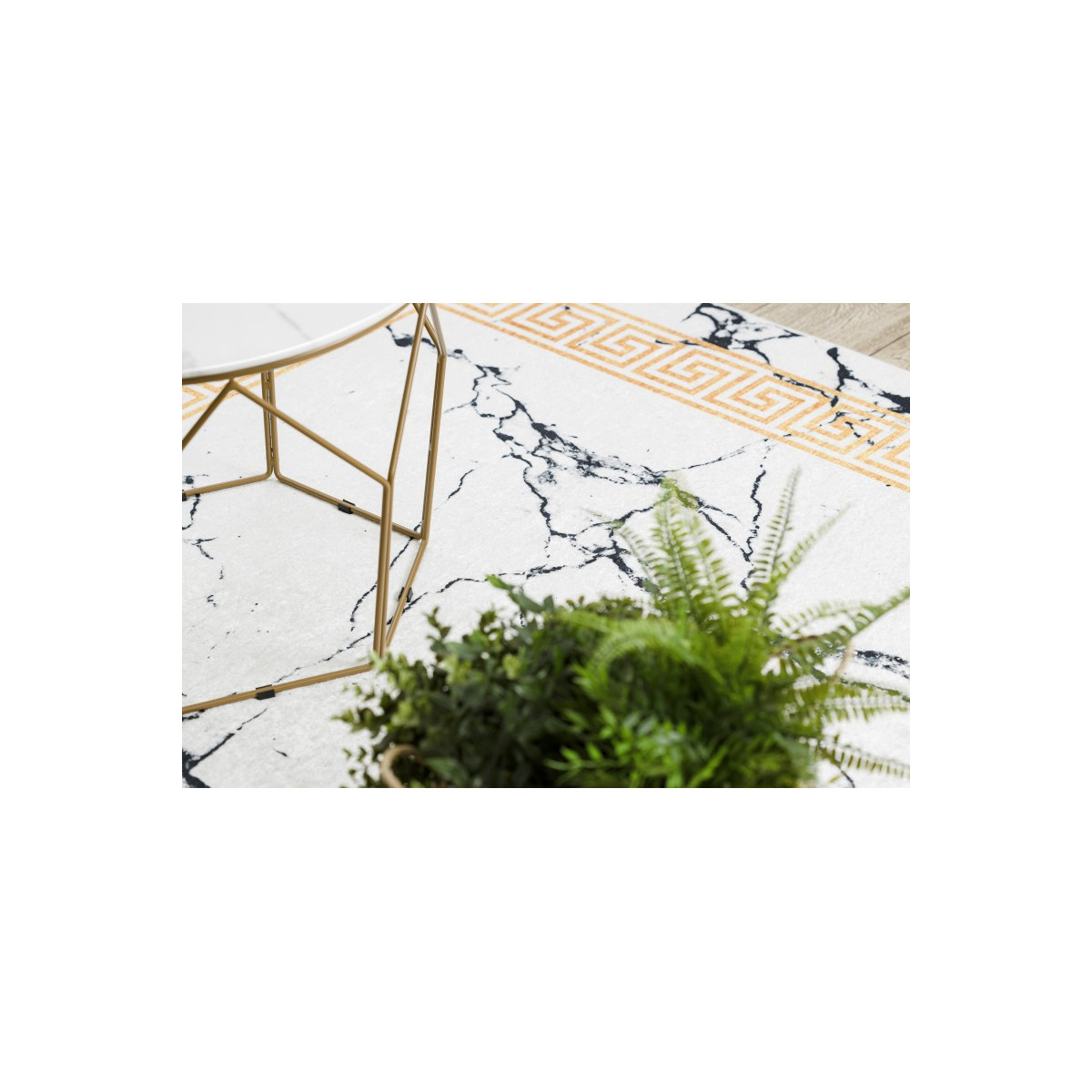 Covoare alb-aurii, spălabil, antiderapant, model marmură grecească, diverse dimensiuni ANDRE