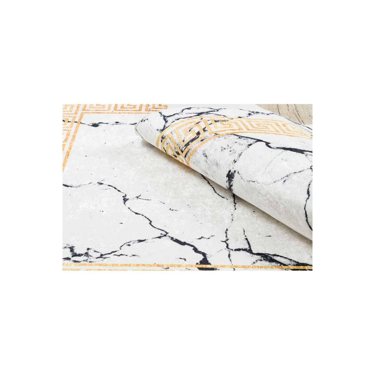 Covoare alb-aurii, spălabil, antiderapant, model marmură grecească, diverse dimensiuni ANDRE