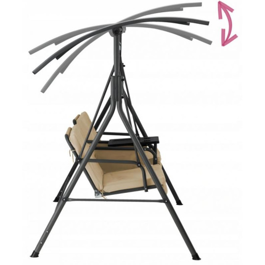 Leagăna de grădină dublă de culoare bej, cu suport pentru căni