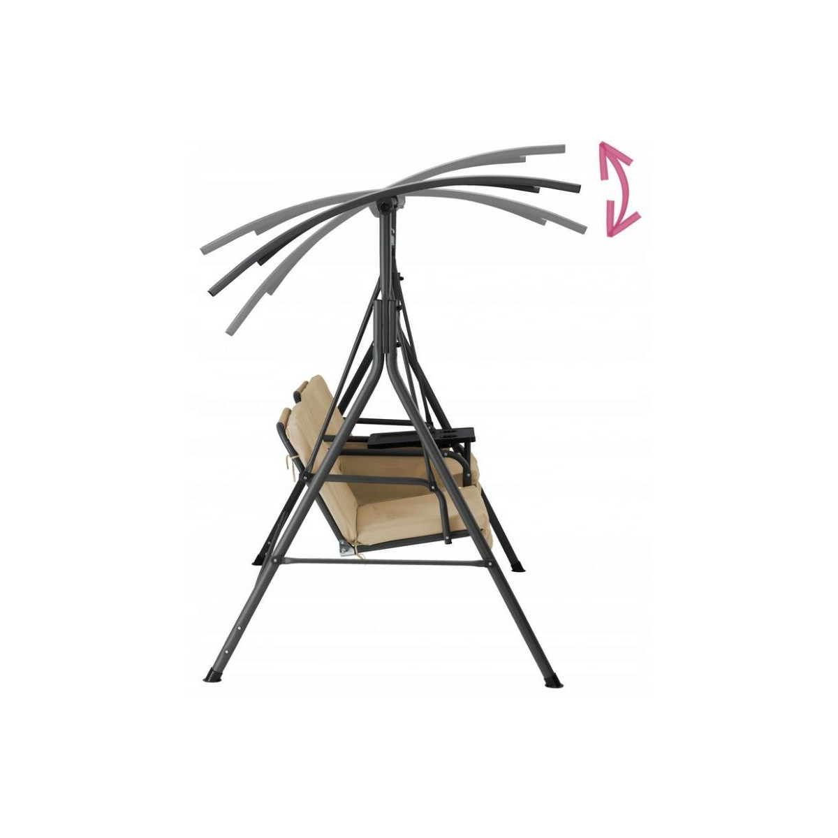 Leagăna de grădină dublă de culoare bej, cu suport pentru căni