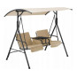Leagăna de grădină dublă de culoare bej, cu suport pentru căni