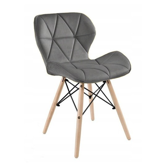 Scaun de calitate în stil scandinav, de culoare gri închis.