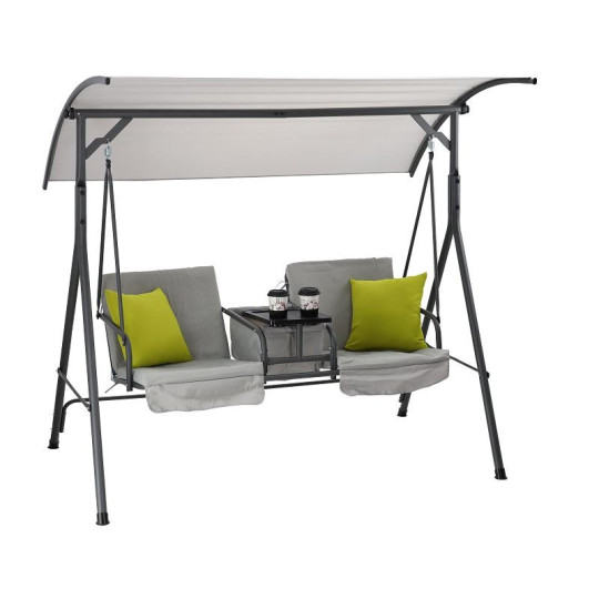 Hamac de grădină pentru doi, de culoare gri