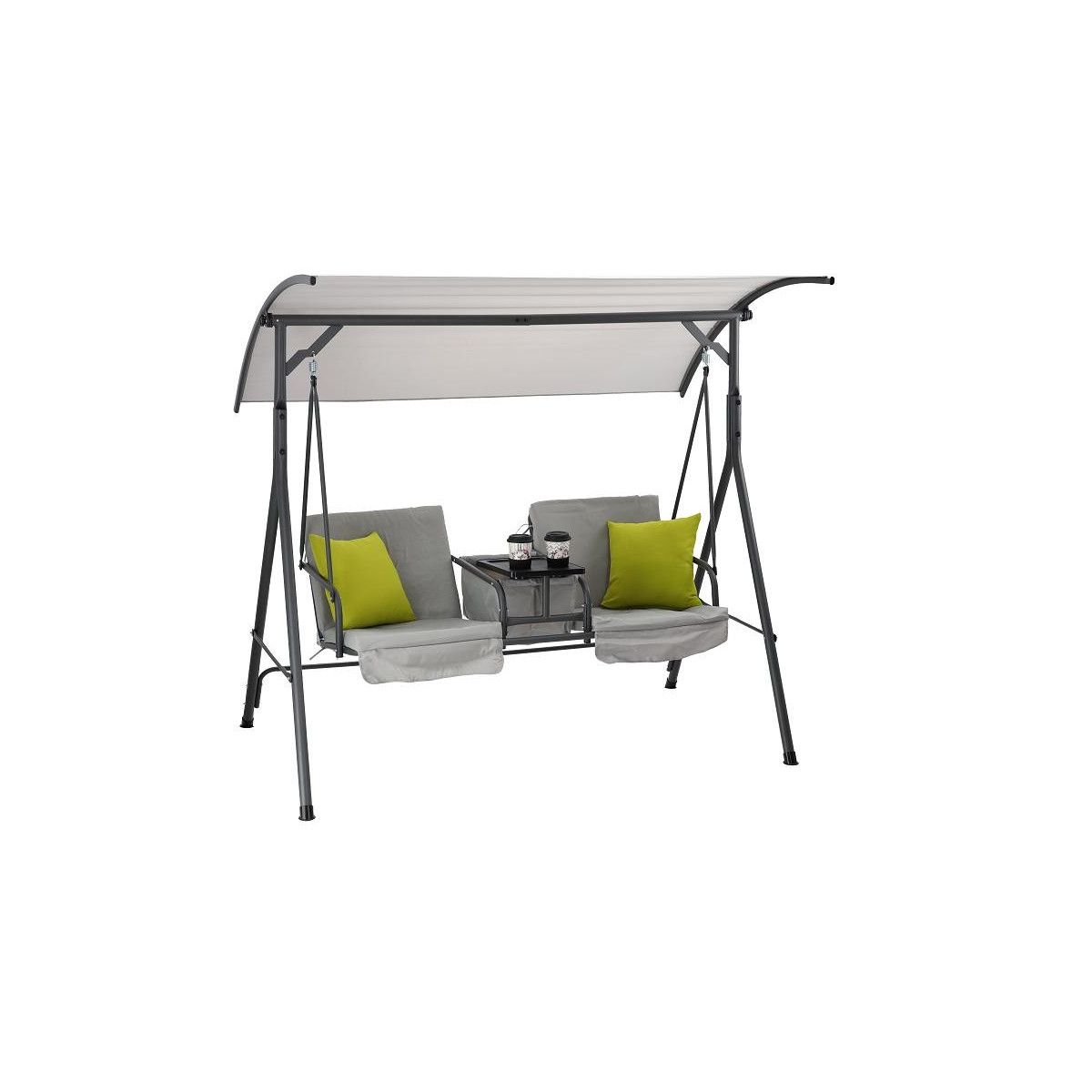 Hamac de grădină pentru doi, de culoare gri