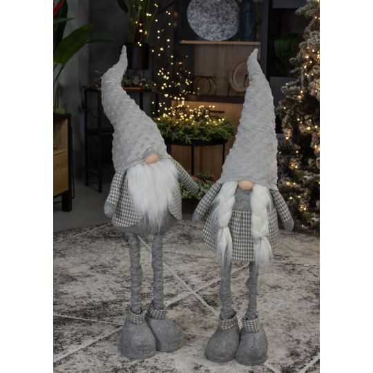 Decorație de Crăciun sub formă de elf pentru casă, de culoare gri.