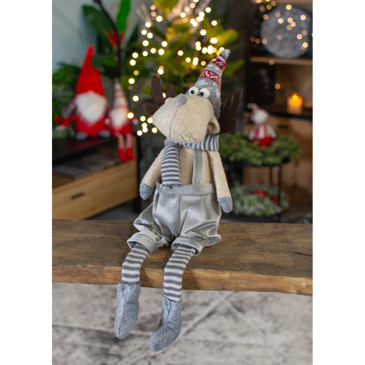 Reindeer de Crăciun cu pălărie 50 cm