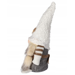Gnom decorativ de Crăciun cu pălărie albă de 31 cm
