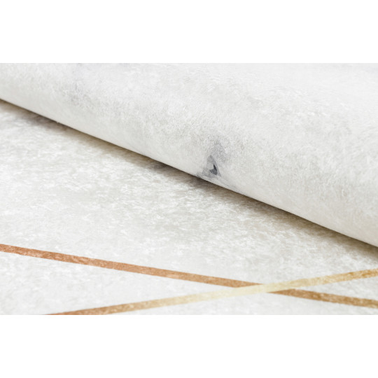 Covor alb lavabil, antiderapant, cu model geometric marmorat, disponibile în diferite dimensiuni ANDRE