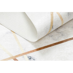 Covor alb lavabil, antiderapant, cu model geometric marmorat, disponibile în diferite dimensiuni ANDRE