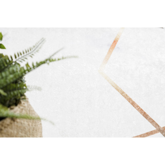 Covor alb lavabil, antiderapant, cu model geometric marmorat, disponibile în diferite dimensiuni ANDRE