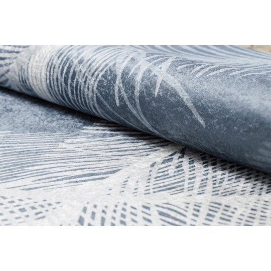 Covor albastru lavabil cu model antiaderent penaj, dimensiuni variate ANDRE