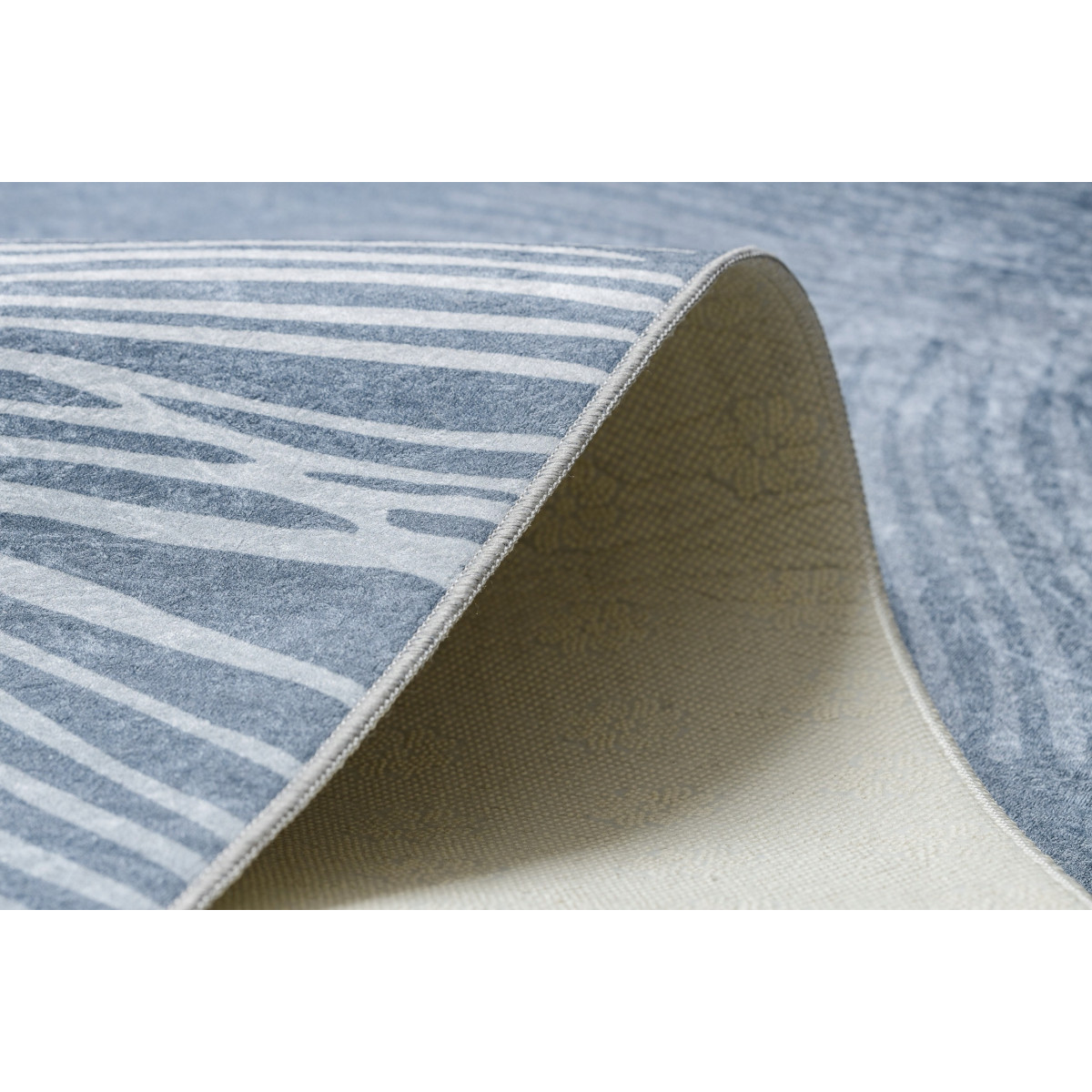 Covor albastru lavabil cu model antiaderent penaj, dimensiuni variate ANDRE