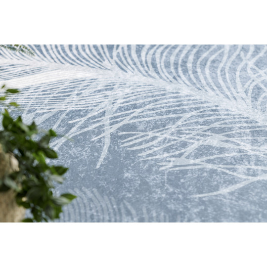 Covor albastru lavabil cu model antiaderent penaj, dimensiuni variate ANDRE