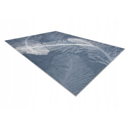 Covor albastru lavabil cu model antiaderent penaj, dimensiuni variate ANDRE