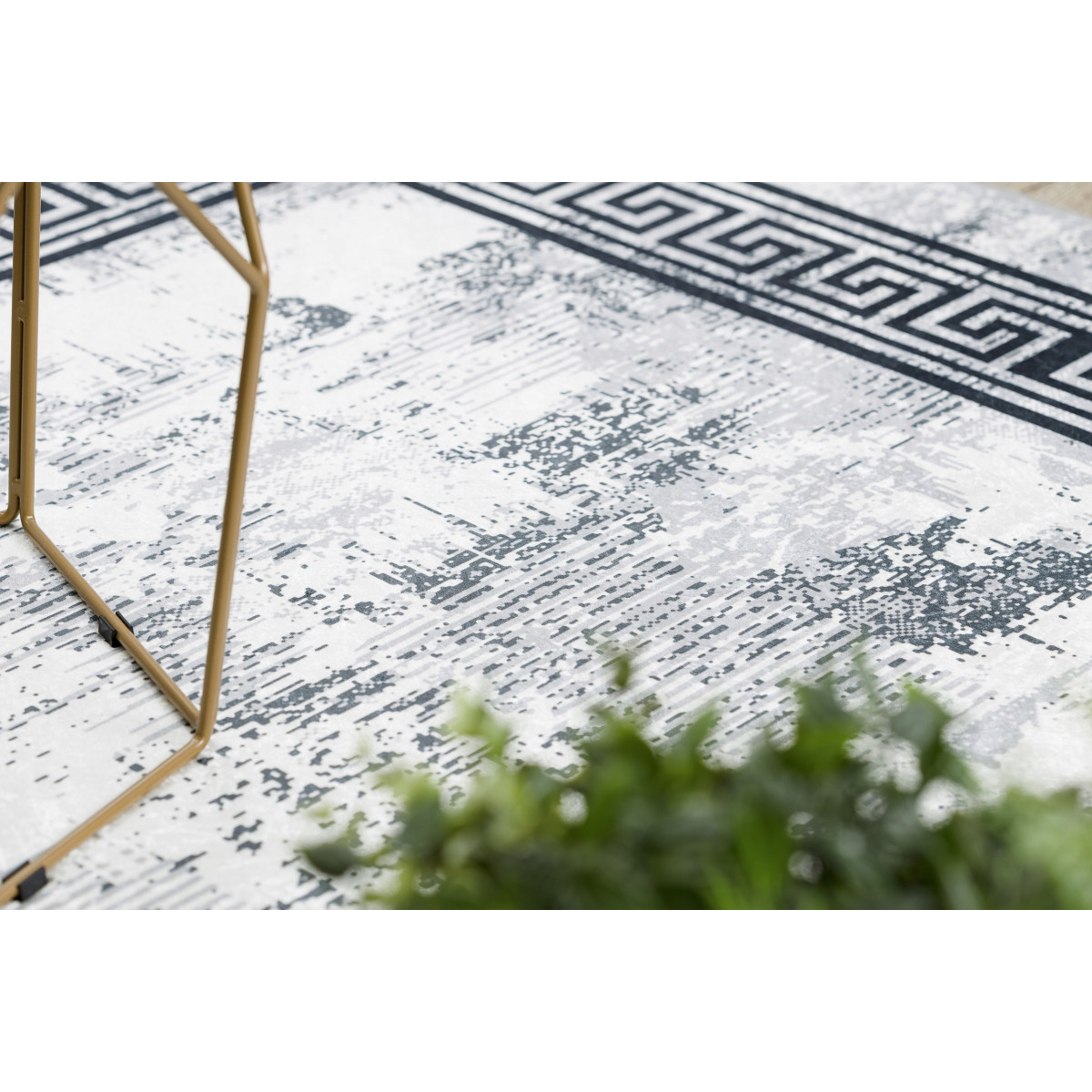 Covor negru-alb, lavabil, antiderapant, diferite dimensiuni ANDRE