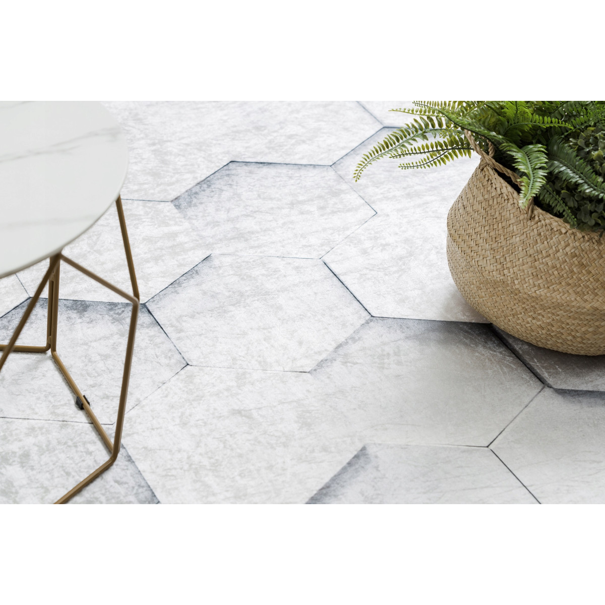 Covor gri prindabil antiderapant model 3D cu fagure, ANDRE