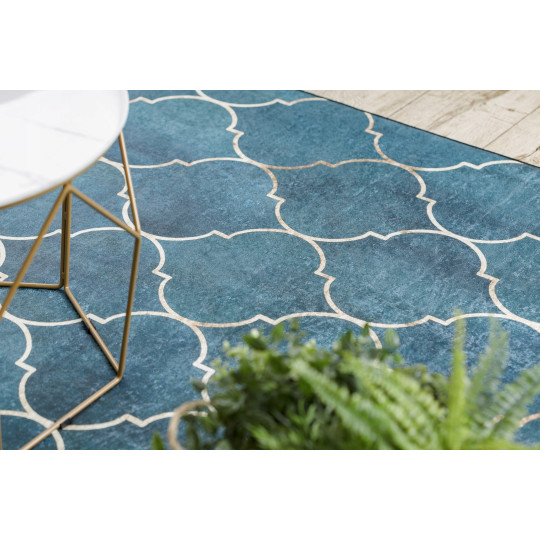 Covor albastru lavabil, antiderapant, diferite dimensiuni ANDRE