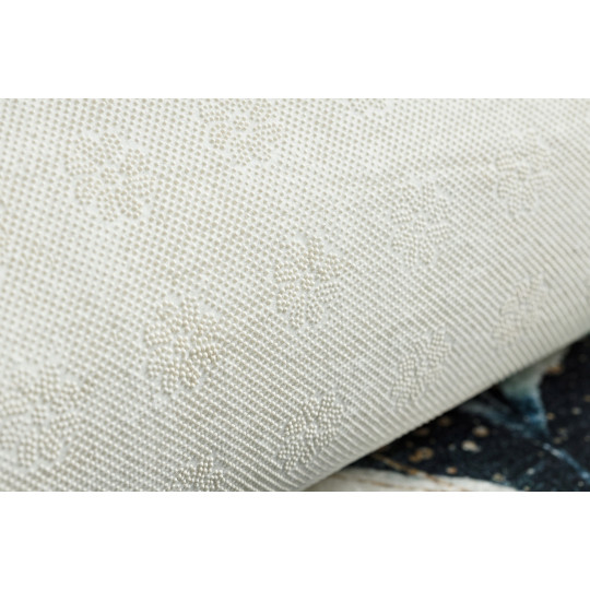 Covor antiderapant, lavabil, cu model de frunze, negru-cyan, ANDRE