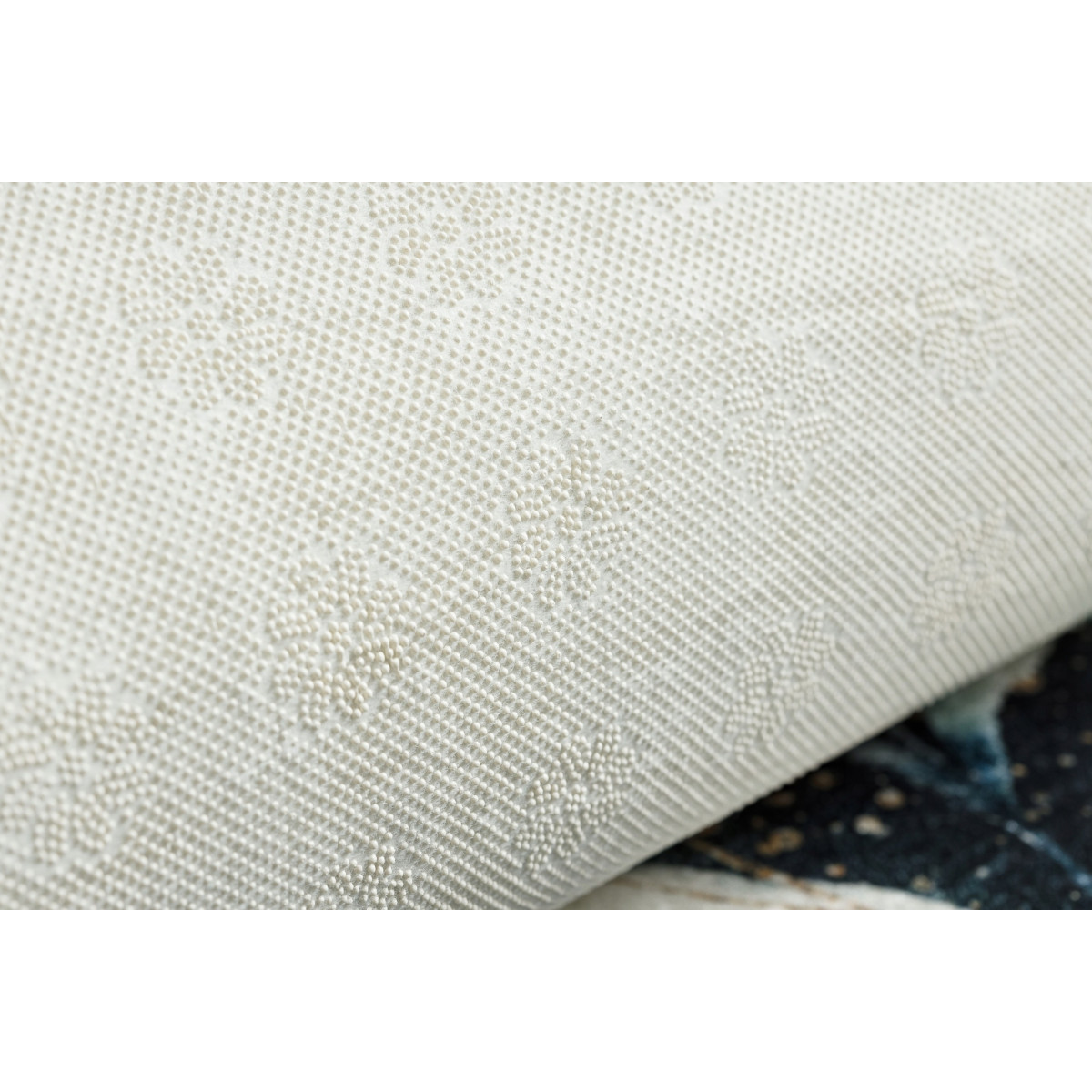 Covor antiderapant, lavabil, cu model de frunze, negru-cyan, ANDRE