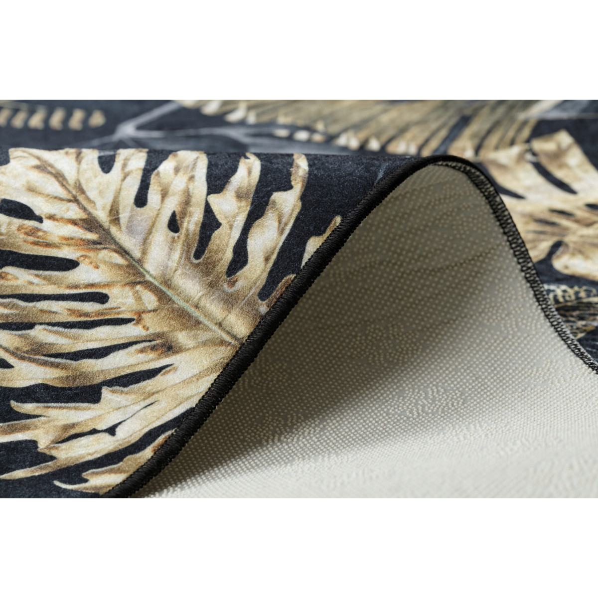 Covor negru-auriu lavabil anti-alunecare ANDRE