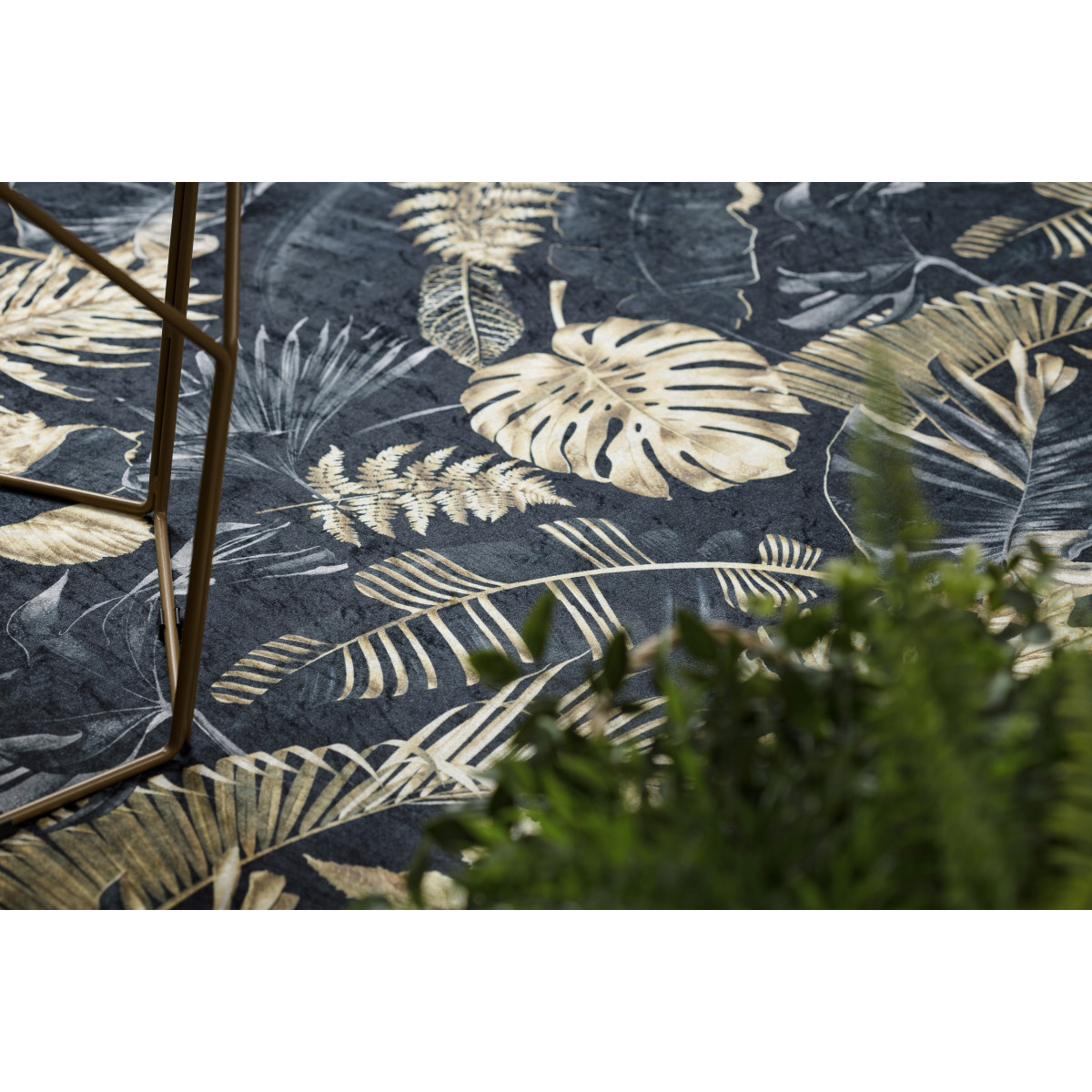 Covor negru-auriu lavabil anti-alunecare ANDRE