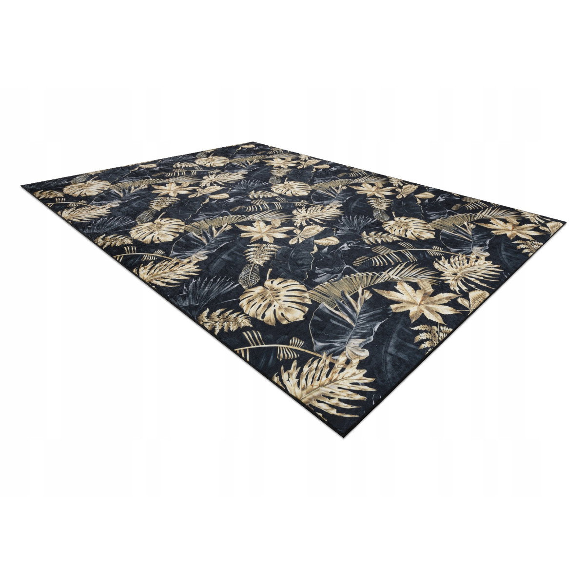 Covor negru-auriu lavabil anti-alunecare ANDRE