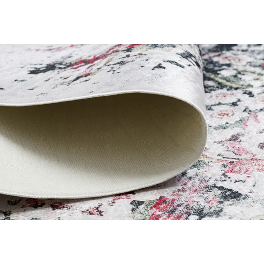 Bicolor roșu-alb, covor lavabil, model floral de vin, antiderapant, diferite dimensiuni ANDRE